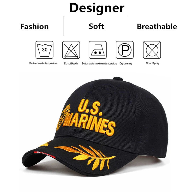 Military Tribute Baseball Cap | Embroidered Service Emblem & Leaves