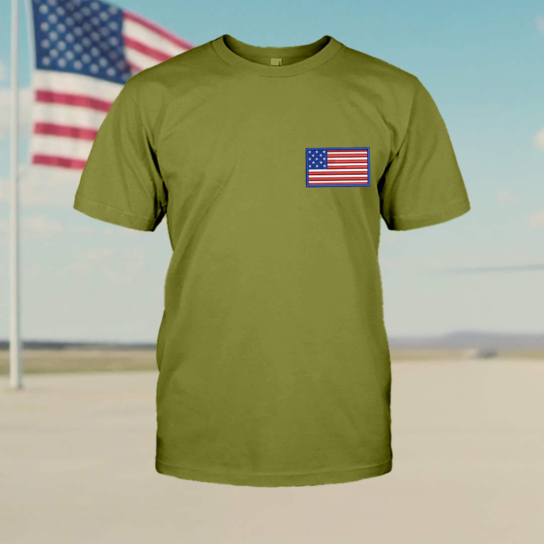 T-shirt with Embroidered Flag on Front
