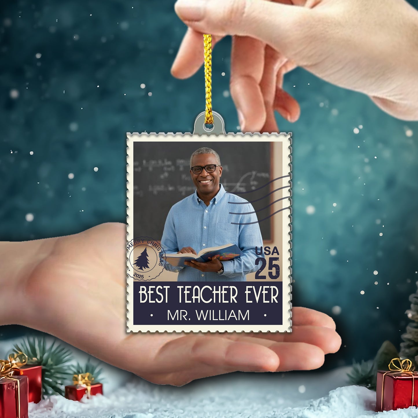 Best Teacher Ever Stamp Acrylic Ornament