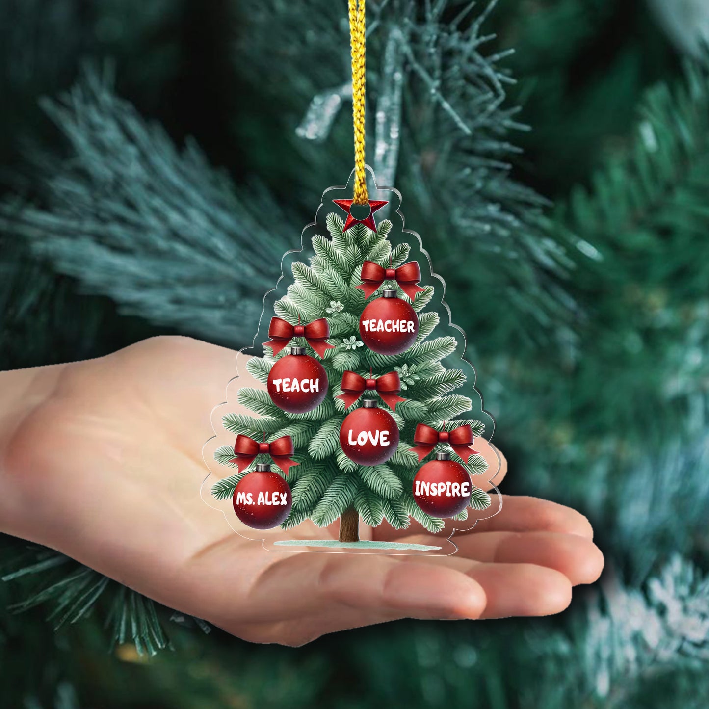 Teacher Teach Love Inspire Acrylic Ornament