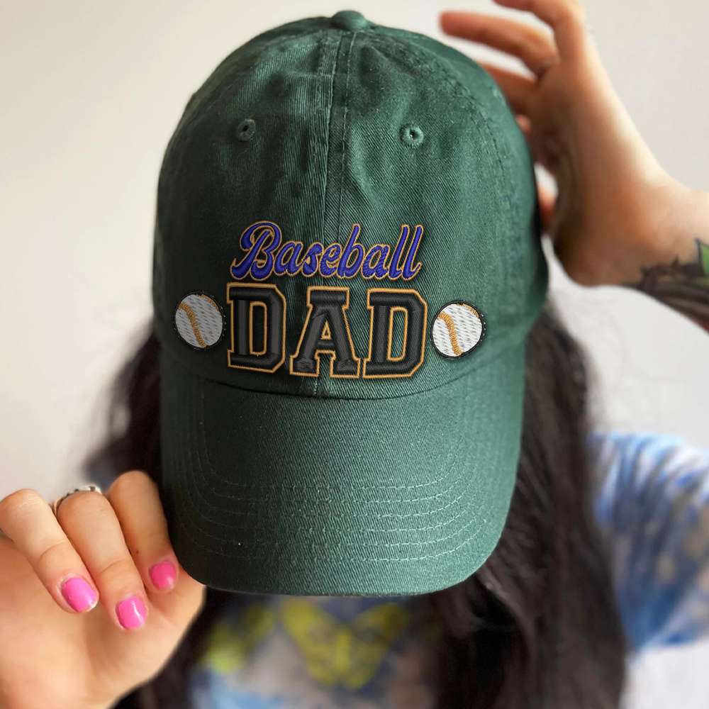 Custom Embroidered Baseball DAD Hat | Blue & Gold | Personalized Names