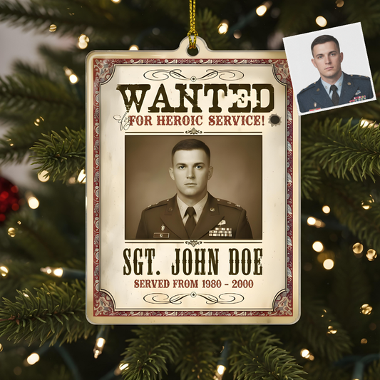 Personalized WANTED for Heroic Service Ornament | Custom Name Military Keepsake