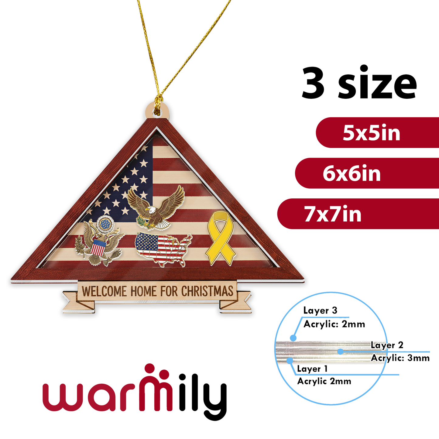 Personalized 'A Hero's Honor' Folded Flag Ornament | Custom Name Memorial & Veteran Keepsake