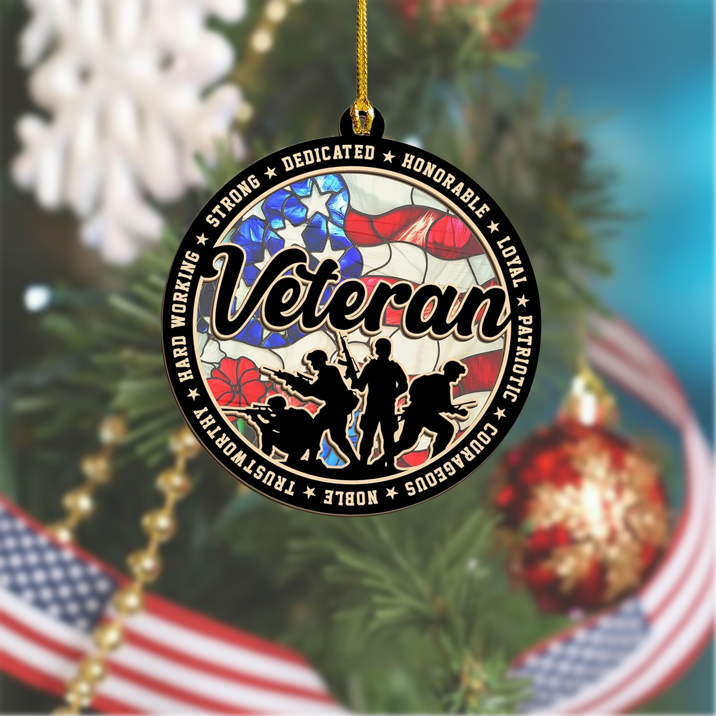 Suncatcher Veteran Ornaments for Christmas Tree
