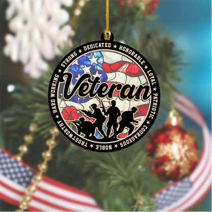 Suncatcher Veteran Ornaments for Christmas Tree