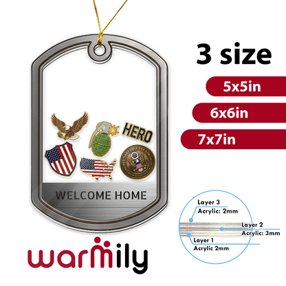 Personalized Military Dog Tag Ornament | Custom Text Shaker Keepsake