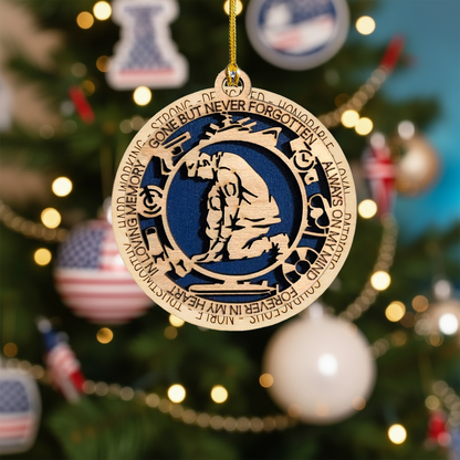Memorial Ornament - Custom Engraved Wood Keepsake for Military Veteran