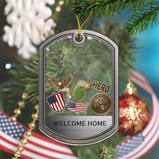 Personalized Military Dog Tag Ornament | Custom Text Shaker Keepsake
