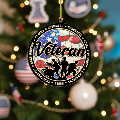 Suncatcher Veteran Ornaments for Christmas Tree
