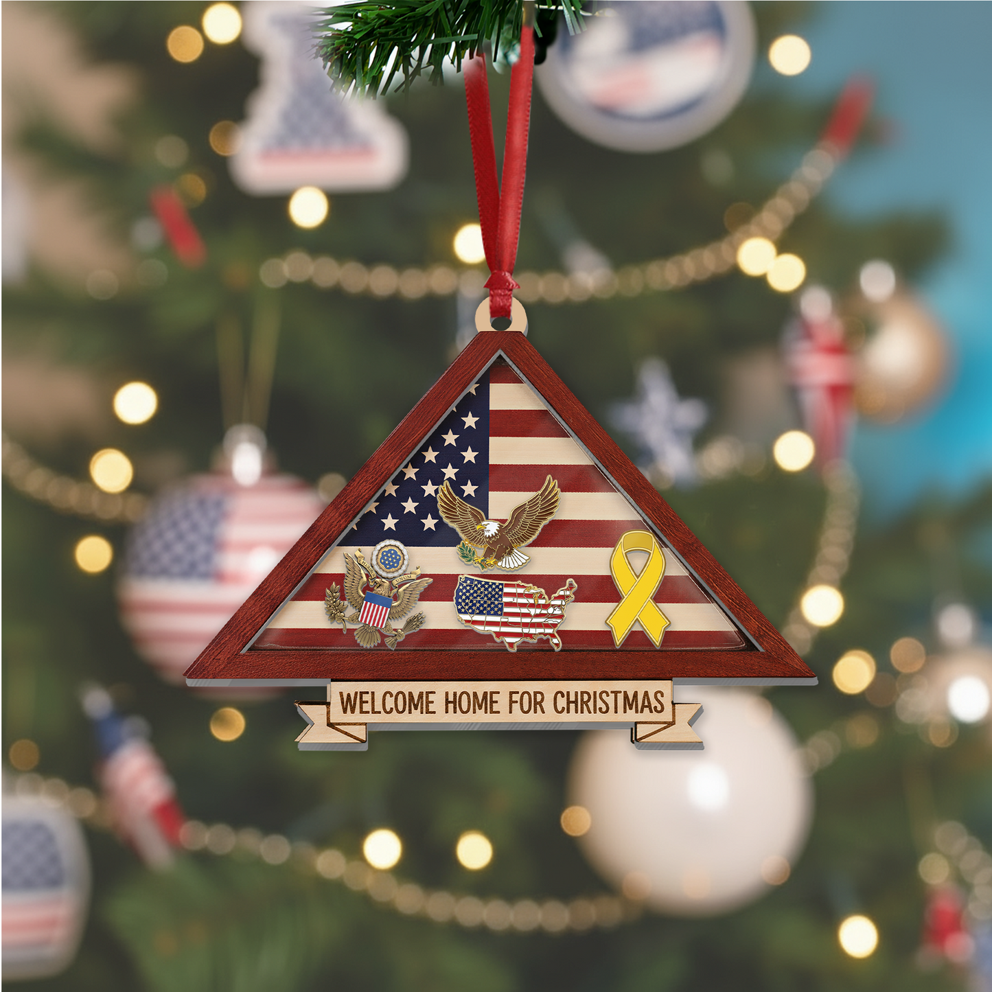 Personalized 'A Hero's Honor' Folded Flag Ornament | Custom Name Memorial & Veteran Keepsake