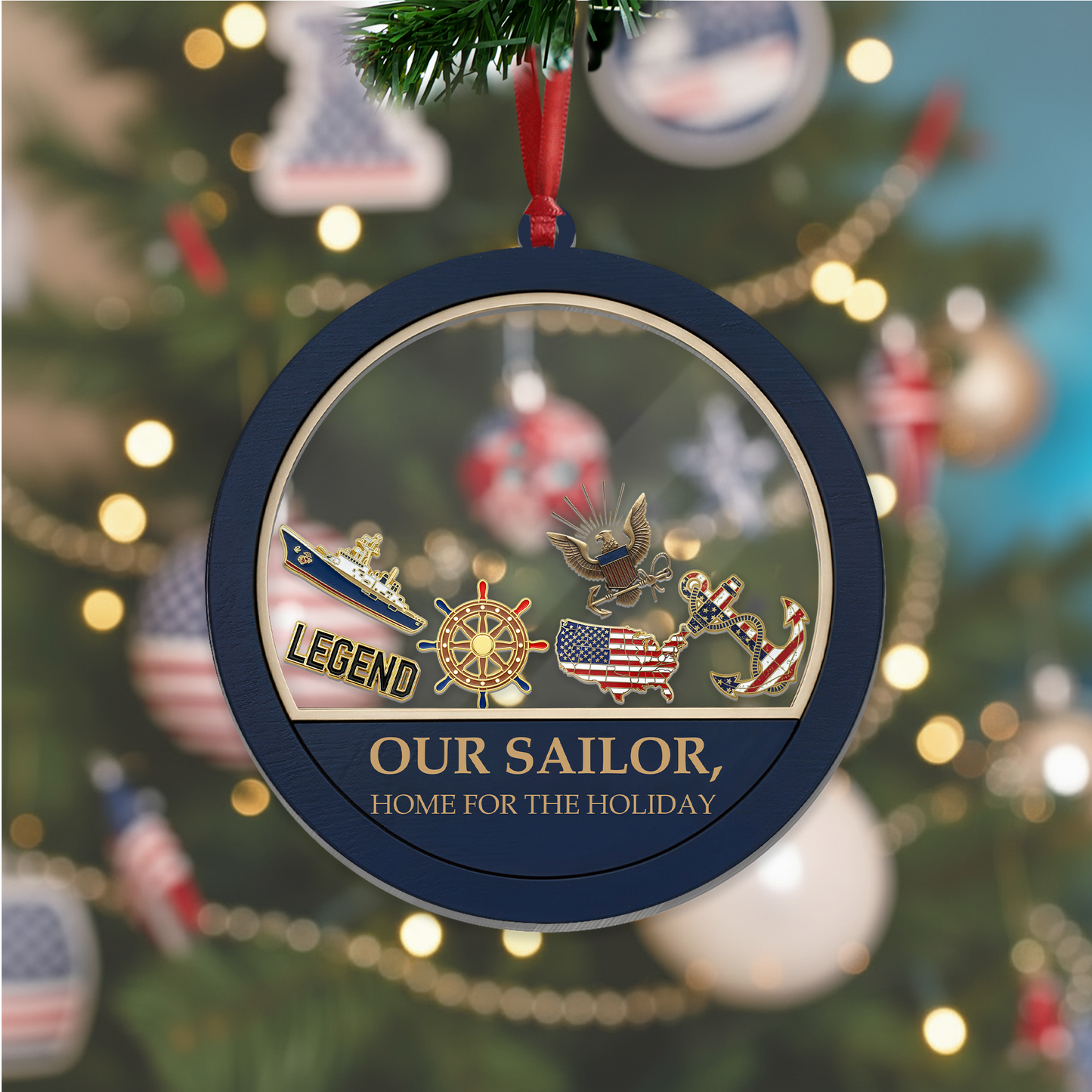Personalized Navy Legend Shaker Ornament | Custom Name Keepsake Ornament