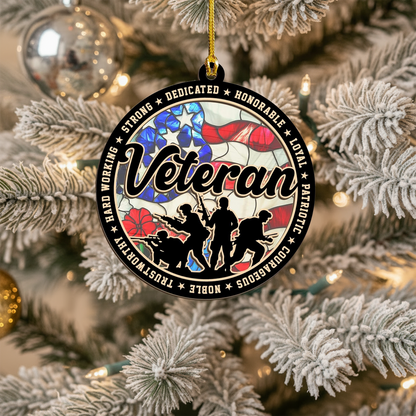 Suncatcher Veteran Ornaments for Christmas Tree
