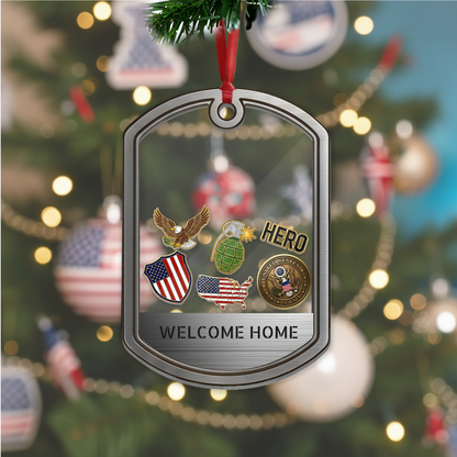 Personalized Military Dog Tag Ornament | Custom Text Shaker Keepsake