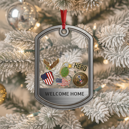 Personalized Military Dog Tag Ornament | Custom Text Shaker Keepsake