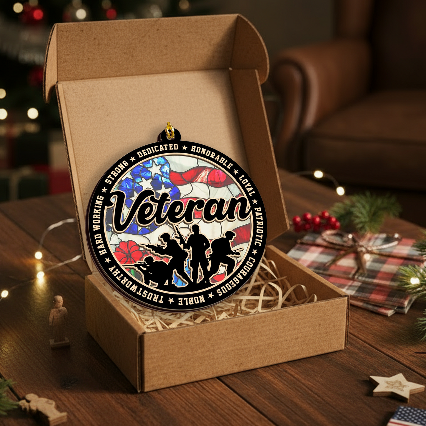 Suncatcher Veteran Ornaments for Christmas Tree