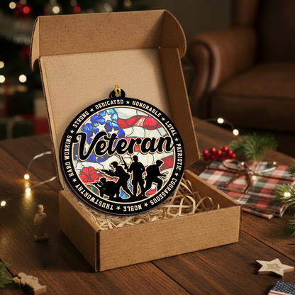 Suncatcher Veteran Ornaments for Christmas Tree