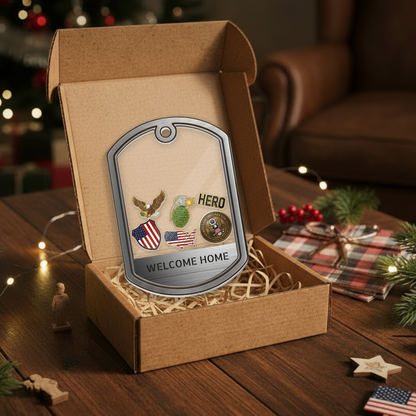 Personalized Military Dog Tag Ornament | Custom Text Shaker Keepsake