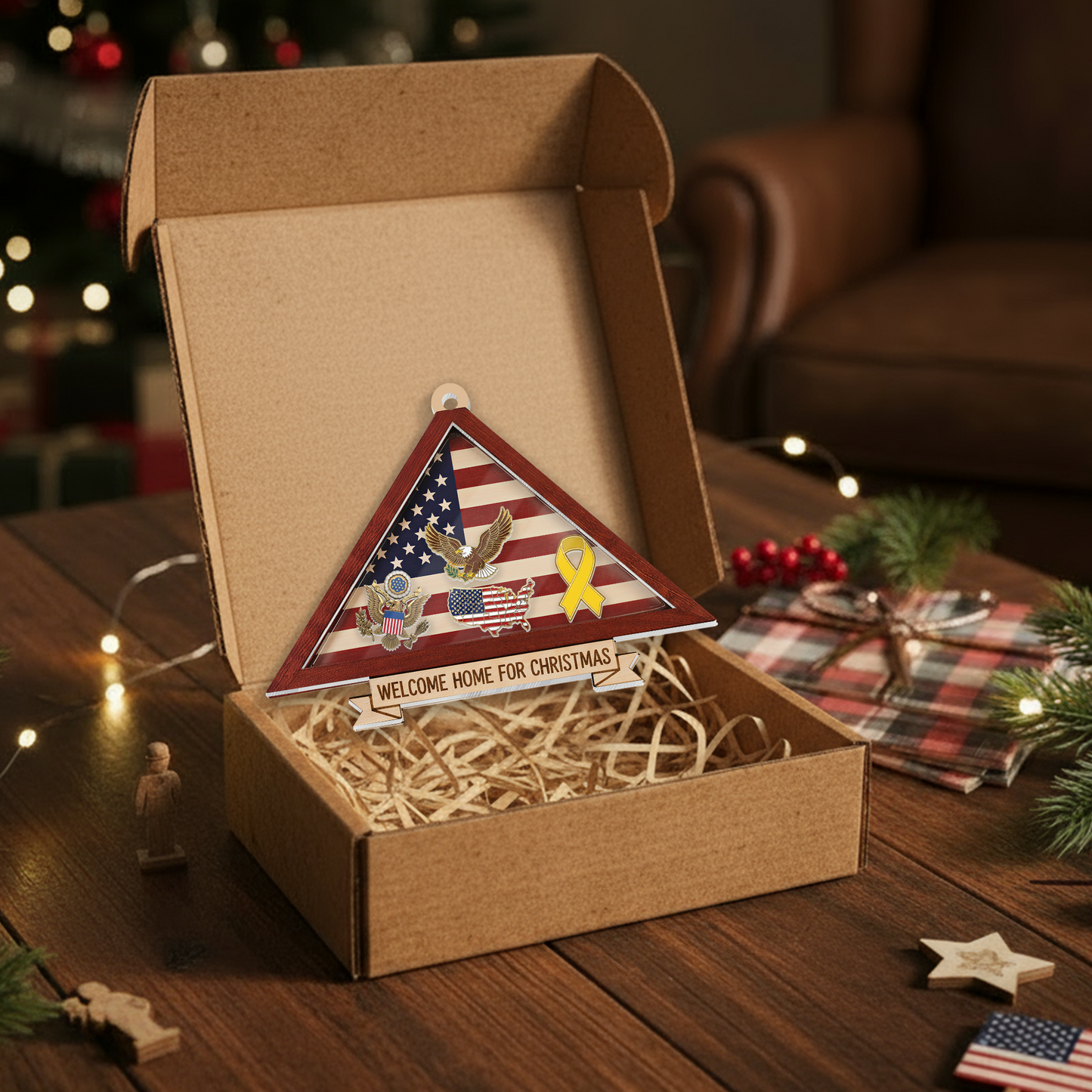 Personalized 'A Hero's Honor' Folded Flag Ornament | Custom Name Memorial & Veteran Keepsake
