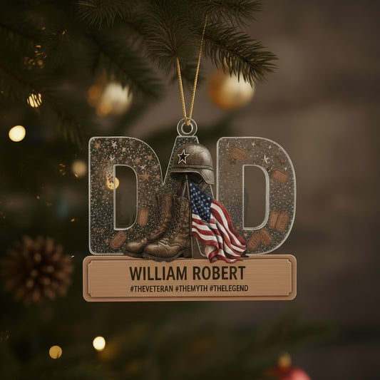 Personalized Veteran Dad Ornament | Custom Name "The Myth, The Legend" Keepsake