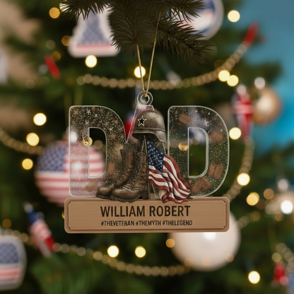 Personalized Veteran Dad Ornament | Custom Name "The Myth, The Legend" Keepsake