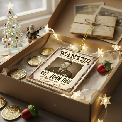 Personalized WANTED for Heroic Service Ornament | Custom Name Military Keepsake