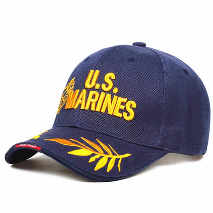 Military Tribute Baseball Cap | Embroidered Service Emblem & Leaves