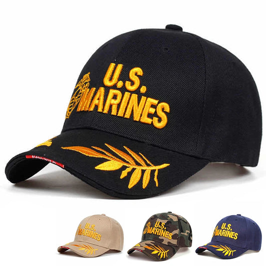 Military Tribute Baseball Cap | Embroidered Service Emblem & Leaves