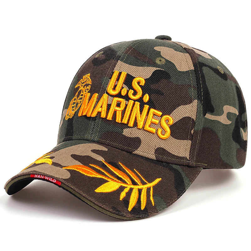 Military Tribute Baseball Cap | Embroidered Service Emblem & Leaves