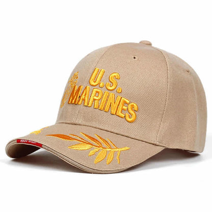 Military Tribute Baseball Cap | Embroidered Service Emblem & Leaves