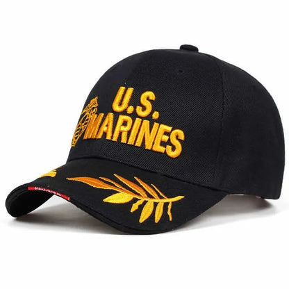 Military Tribute Baseball Cap | Embroidered Service Emblem & Leaves