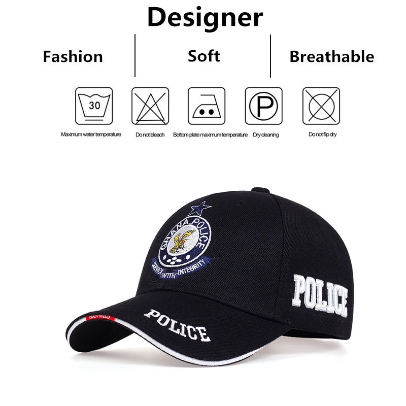 Int'l Police Force Style Cap | Embroidered Eagle Emblem & 'POLICE' Text