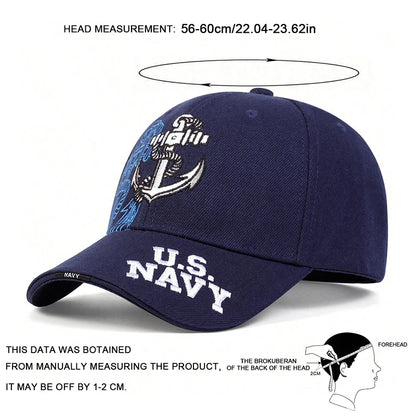 Embroidered Anchor Baseball Cap | Military Naval Style