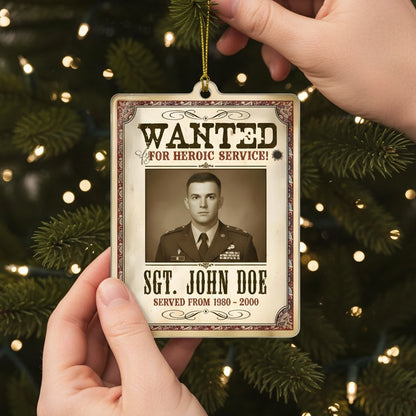 Personalized WANTED for Heroic Service Ornament | Custom Name Military Keepsake