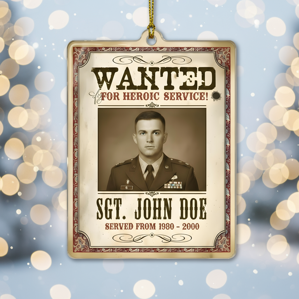 Personalized WANTED for Heroic Service Ornament | Custom Name Military Keepsake
