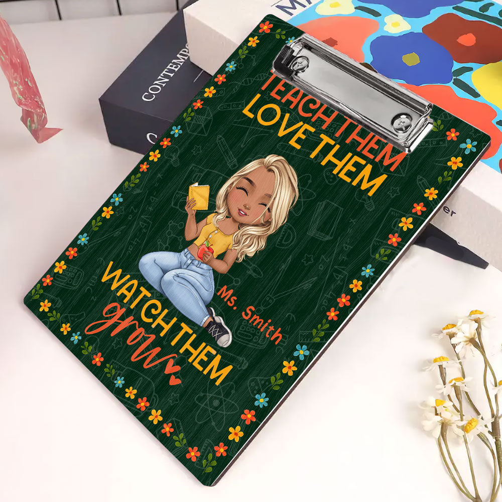 Teach Love Watch Grow Teacher Wood Clipboard With Clip