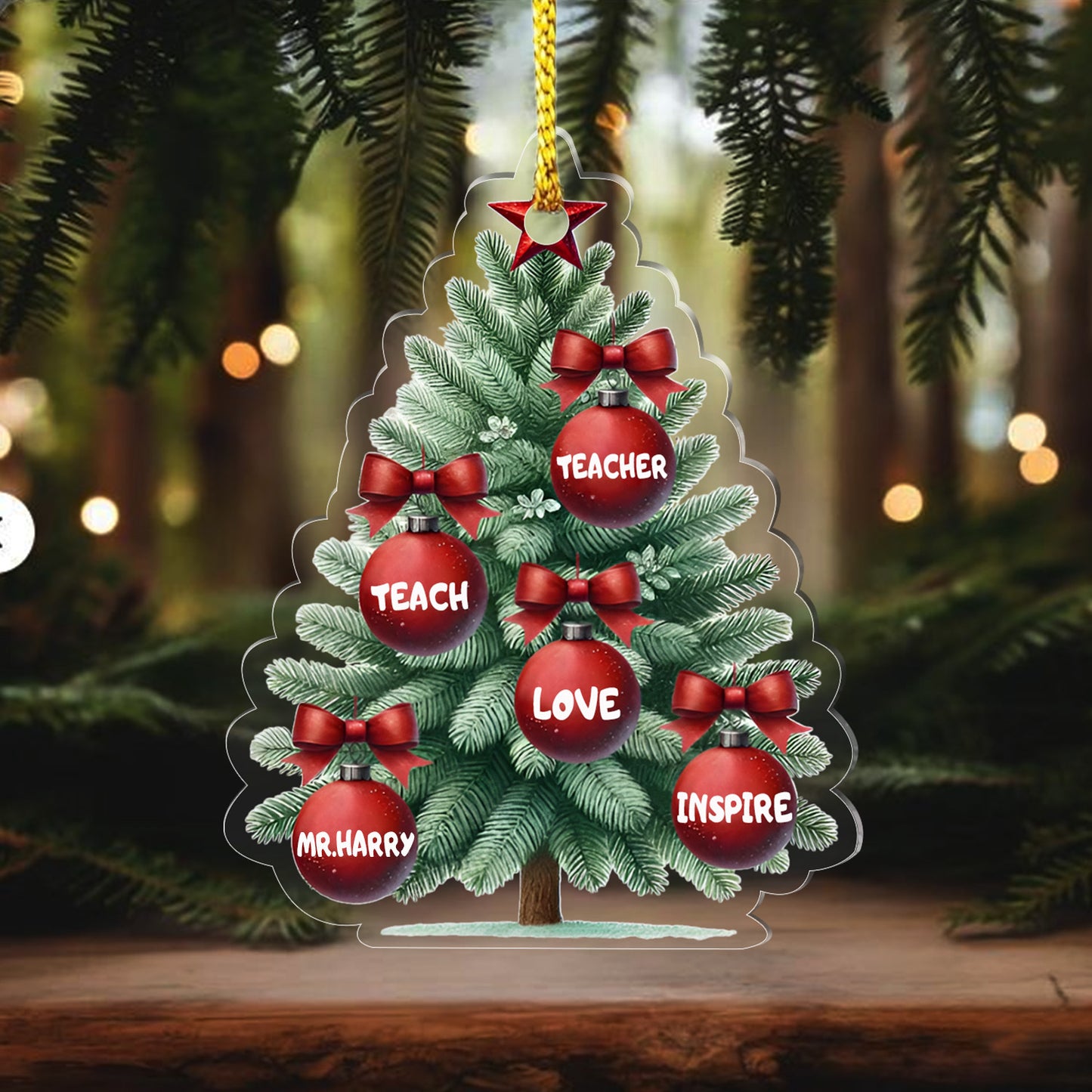 Teacher Teach Love Inspire Acrylic Ornament