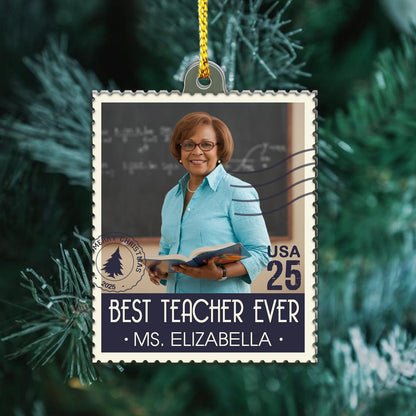 Best Teacher Ever Stamp Acrylic Ornament