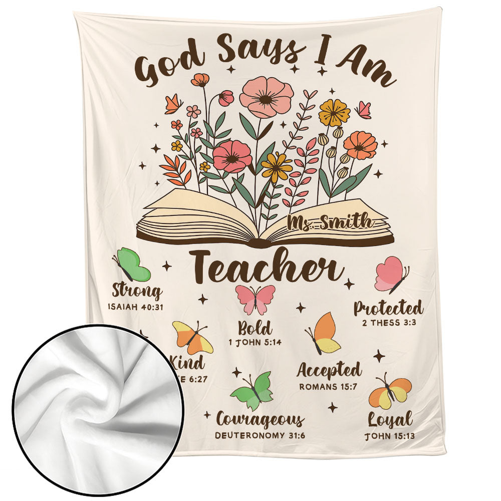 God Says I Am Teacher Blanket