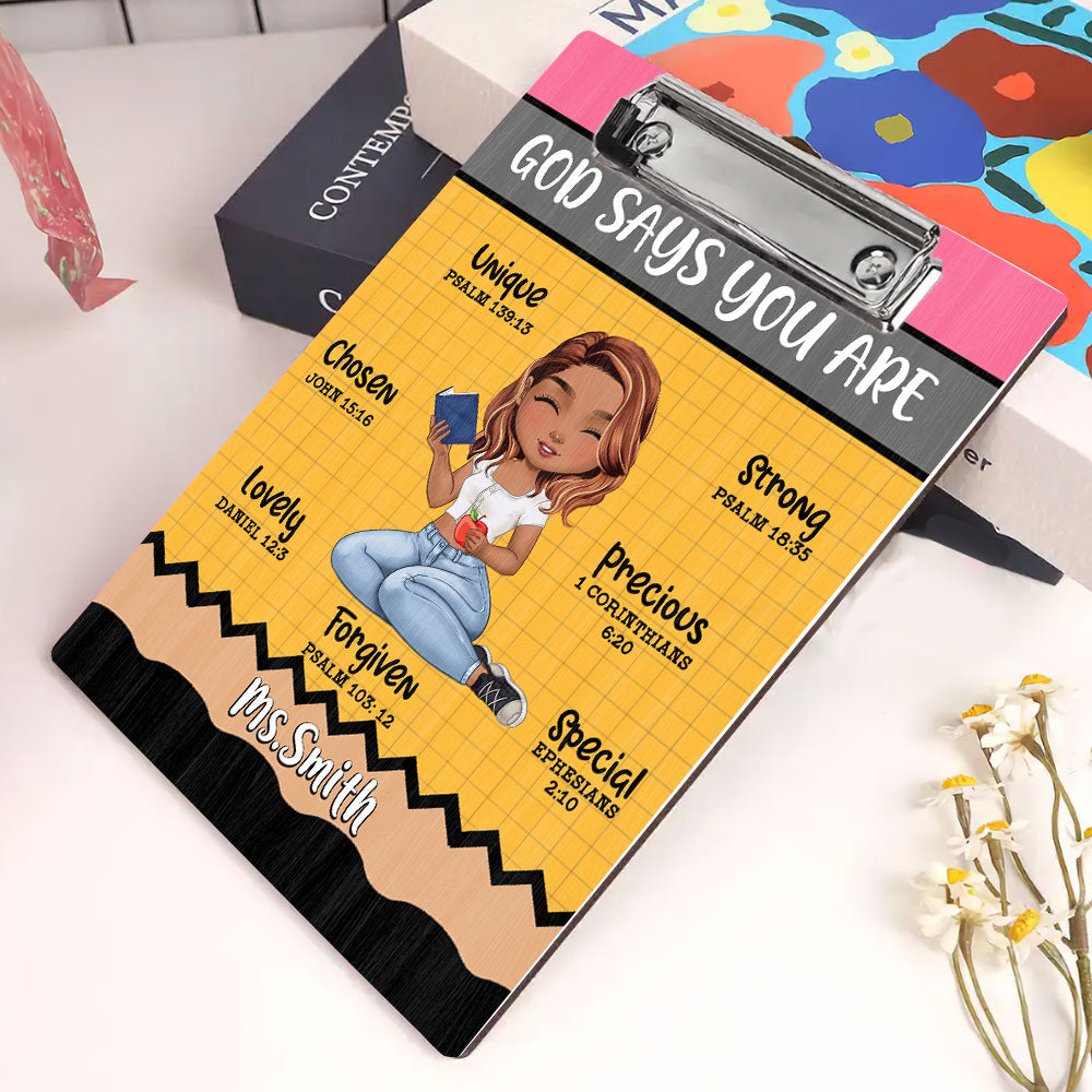 God Says You Are Teacher Wood Clipboard With Clip