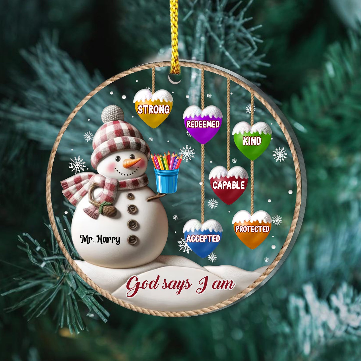 God Says I Am Teacher Acrylic Ornament