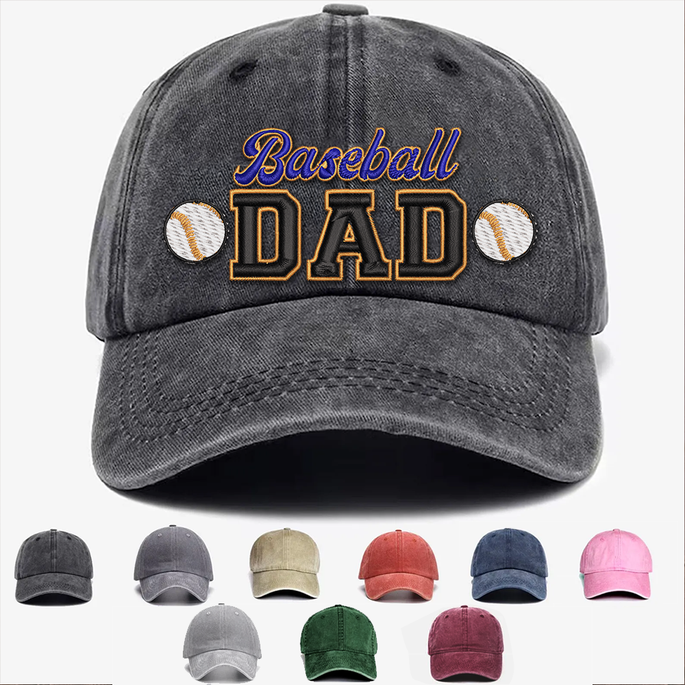 Custom Embroidered Baseball DAD Hat | Blue & Gold | Personalized Names