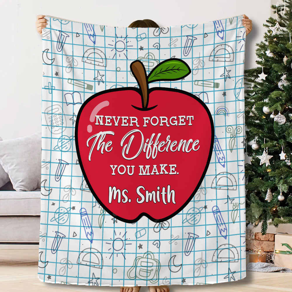Never Forget The Difference You Make Teacher Blanket