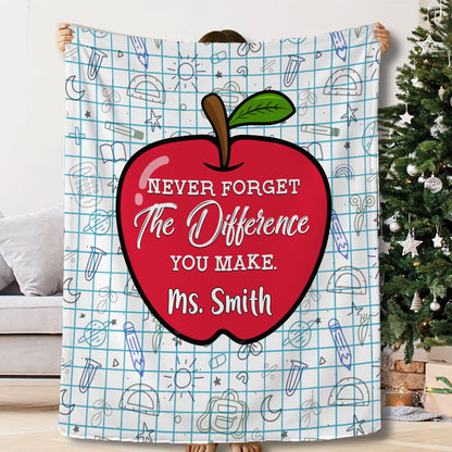 Never Forget The Difference You Make Teacher Blanket