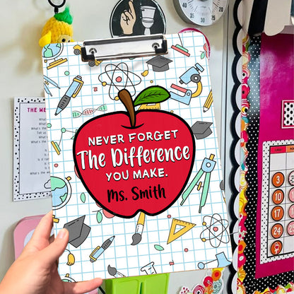 Never Forget The Difference You Make Teacher Wood Clipboard With Clip