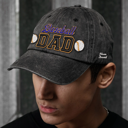 Custom Embroidered Baseball DAD Hat | Blue & Gold | Personalized Names
