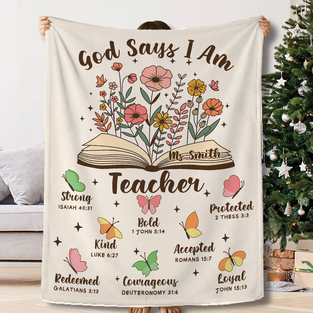God Says I Am Teacher Blanket