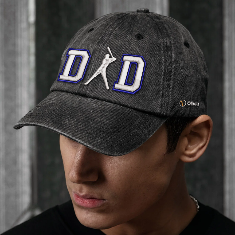 Custom Embroidered DAD Hat | Baseball Batter Design | Personalized Names
