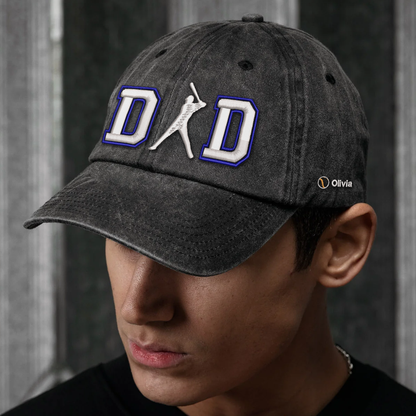 Custom Embroidered DAD Hat | Baseball Batter Design | Personalized Names