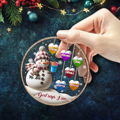 God Says I Am Teacher Acrylic Ornament