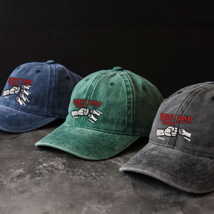 Personalized Best Dad Ever Fist Bump Embroidered Vintage Cap LANT1036